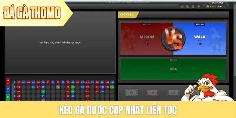 Kèo gà được cập nhật liên tục